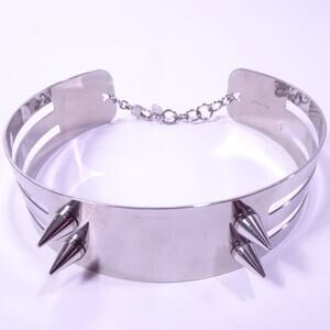 Joomi Lim Women's Silver Metal Double Spike Choker Collar Necklace NWOT 220